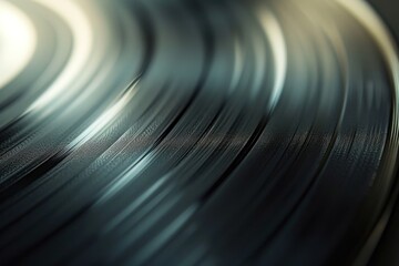 Jazz Revival Vinyl record grooves shimmering with light, capturing the essence of analog music