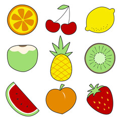 set of summer fruits