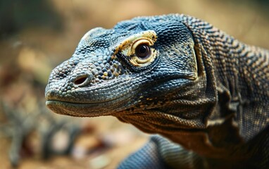 Fototapeta premium Komodo dragon powerful jaw showcasing its lethal bite