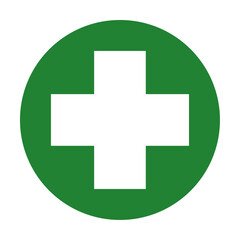 Medical cross symbol. Red circle with white cross vector icon..