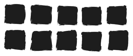 Grunge squares, rectangles. Strike through underlines set in doodles style. Underlines set of lettering lines, brush line vector collection.
