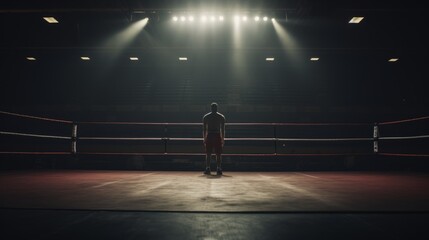 Lonely Boxer In The Boxing Ring - obrazy, fototapety, plakaty