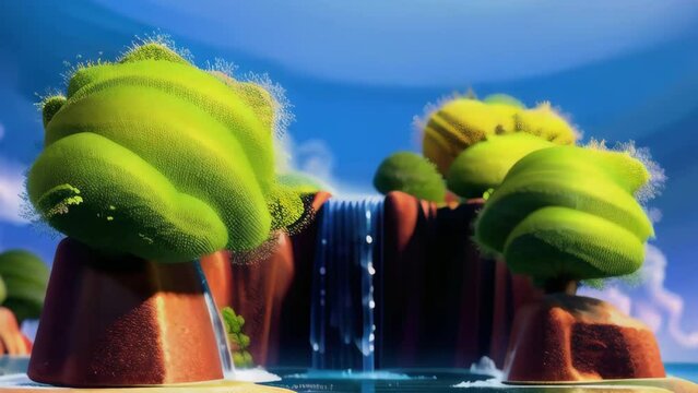 An illustration of a water-inspired nature landscape a captivating design that merges the tranquility of water with artistic creativity, forming a compelling background.