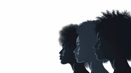 shadow illustrations of faces of black women celebrating the month