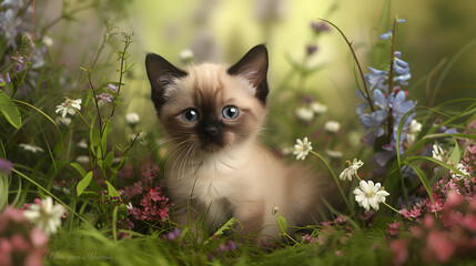 International Cat Day: A Siamese Kitten's Delightful Journey Through a Blossoming Forest	
