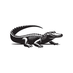 Swamp Symphony: Alligator Silhouette Ensemble Harmonizing the Wilderness Tunes of the Reptilian Realm - Alligator Illustration - Alligator Vector - Reptile Silhouette

