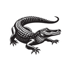 Camouflage Chronicles: Alligator Silhouette Series Concealing the Masterful Art of Reptilian Disguise - Alligator Illustration - Alligator Vector - Reptile Silhouette
