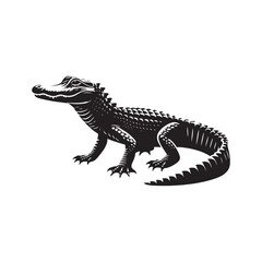 Reptilian Riddles: Alligator Silhouettes Posing Mysterious Puzzles in the Shadows of the Wild - Alligator Illustration - Alligator Vector - Reptile Silhouette
