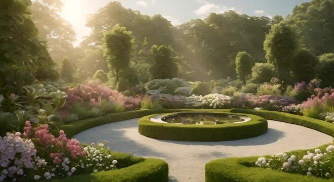 the view of the garden with flowers is beautiful and fresh