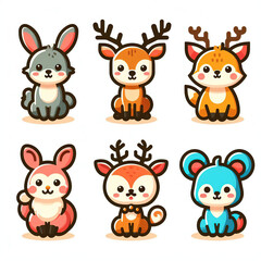 deer  cute set of cartoon animals
