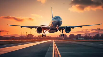 Obraz premium A plane taking off from an airport