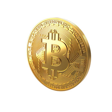 bitcoin golden crypto currency isolated on transparent background