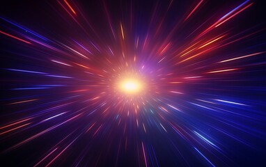 Fototapeta premium Abstract red background with rays of light and lens flare