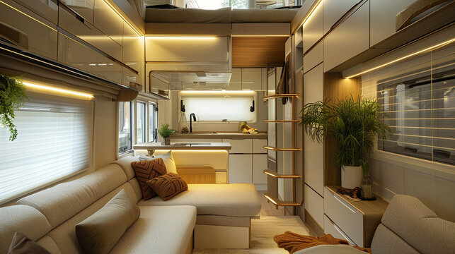 Modern caravans, trailers, and campers feature stylish and functional interior designs with a range of amenities for a comfortable mobile living experience