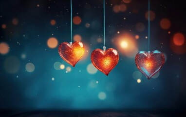 Decorative heart shaped lights strung together