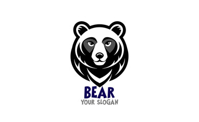 cute bear head mascot, The mascot logo bear on a white background, vector, logo, bear, bear, icon, bear, head, vector, sticker