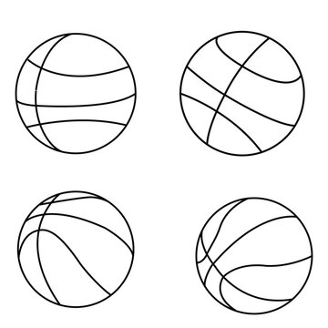 Vector Basketball Ball Icon Set Isolated on White Background.
