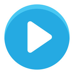 Play sign blue button. Blue play button Vector illustration isolated on a white background. Media, web and play symbol logo design, Digital Video Logo Design Template.