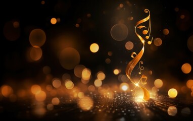 Obraz premium Radiant musical note surrounded by a background of golden lights