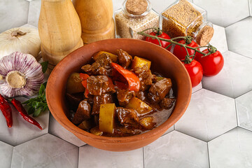 Homemade beef hungarian goulash with potato