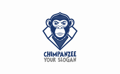 chimpanzee MASCOT LOGO, Monkey mascot logo vector. Animal vector illustration, Geek monkey logo, Chimpanzee vector logo design, vector logo icon design template 