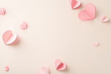 Express your love on Women's Day! Capture her heart with this top view image of sweet hearts on a...