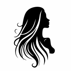 Silhouette of beautiful women with long hair illustration. Great for the logo of the beauty industry