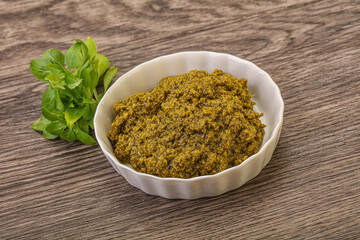 Green sauce pesto with basil