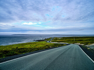 The desolate and empty coastal road to the Cape Race Lighthouse on Canadas most easterly point