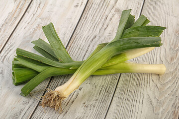 Natural raw organic green leek