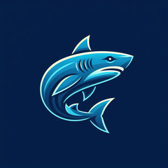 Blue Shark logo and mascot isolated on background