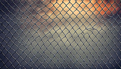 Close-up of a Chain Link Fence with a Blurred Background - obrazy, fototapety, plakaty