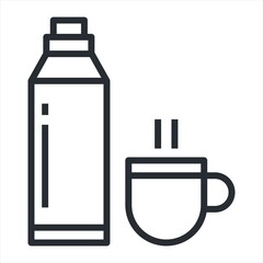 Thermos and hot tea in mug solid icon, World snowboard day concept, Vacuum Flask sign on white background, Thermos Bottle and cup with hot drink icon in glyph style. Vector graphics