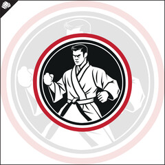 Martial art colored simbol design. Karate emblem.