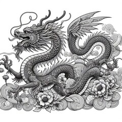 Majestic Chinese Flying Dragon Soars in Celebration: A Vibrant Tribute to Chinese New Year and the Timeless Dance with the Ancient Lunar Cycle