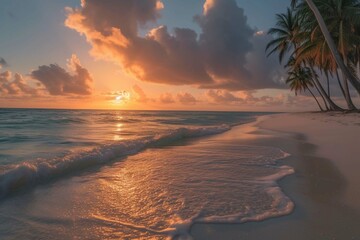 Timelapse of a Beautiful tropical sunrise over the sea at Punta Cana, Dominican republic - obrazy, fototapety, plakaty