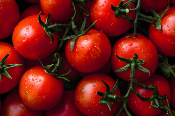 Close up, head shot of red tomatoes