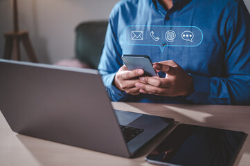 communication, connection, information, mobile, network, social network, online, search, social media, smartphone. social media icon in search box with smartphone, icons pop up on social network.