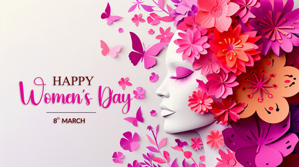 Paper Style Happy Women's Day Best Greeting Background