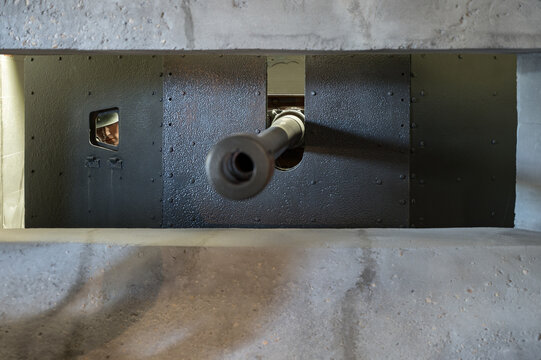 Bunker WN65 (Regelbau 667 casemate) "Le Ruquet" in Saint Laurent Sur Mer. Equipped with a 50mm Pak 38 cannon (Panzerabwehrkanone 38 (L/60))