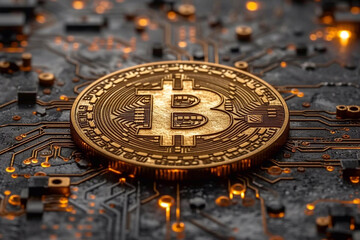 Fototapeta na wymiar Global currency bitcoin, blockchain.