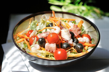 Asian cuisine. Seafood salad