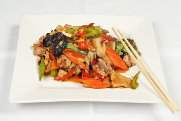 Asian cuisine. Salted vegetables with beef