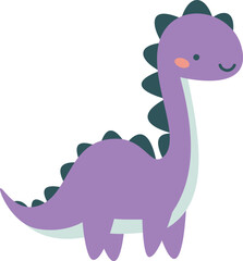 Cute green dinosaur in simple child style on white background, flat vector illustration . Vector illustration