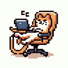 Fototapeta premium Lazy cat sitting in the chair in pixel art style