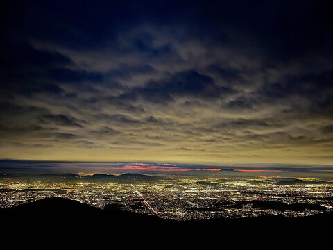 City lights view sunset San Bernardino