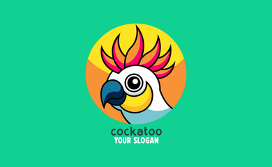 Cute Cockatoo Mascot Logo Vibrant Template for Branding and Design, natural logo vector icon design, premium vector logo design