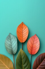 three wooden leaves are in front of a green background