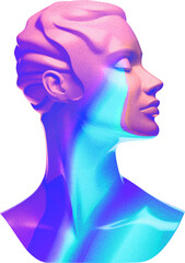 Colorful Iridescent shiny glossy textured PNG bust	
