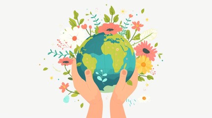 beautiful image of Earth being held by two hands. The hands appear to be nurturing or presenting the Earth as a precious object. World Earth day concept